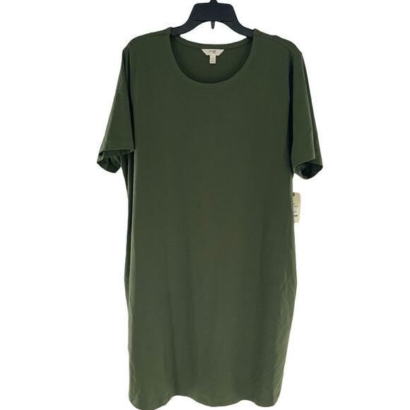 Terra & Sky Crew Neck T-Shirt Dress Women's Size 1X Short Sleeve Stretch Pockets - Picture 1 of 10